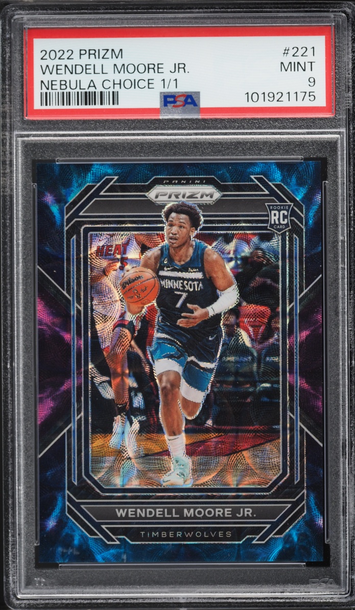 2022 Panini Prizm Nebula Choice Wendell Moore Jr. ROOKIE 1/1 #221 PSA 9 MINT