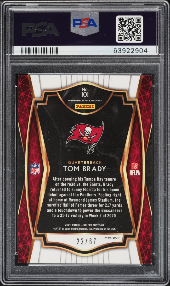 2020 Select Premier Level Dragon Scale Prizm Tom Brady /67 #101 PSA 9 MINT