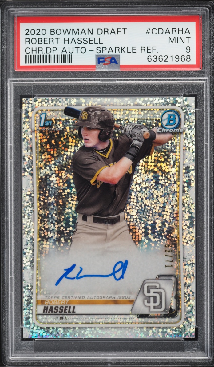 2020 Bowman Chrome Sparkle Refractor Robert Hassell PROSPECT AUTO /71 #CDA-RHA PSA 9 MINT