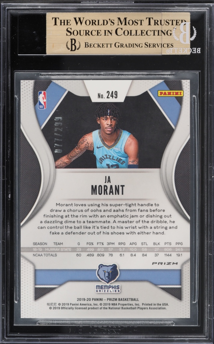 2019 Panini Prizm Red Ja Morant ROOKIE /299 #249 BGS 9.5 GEM MINT