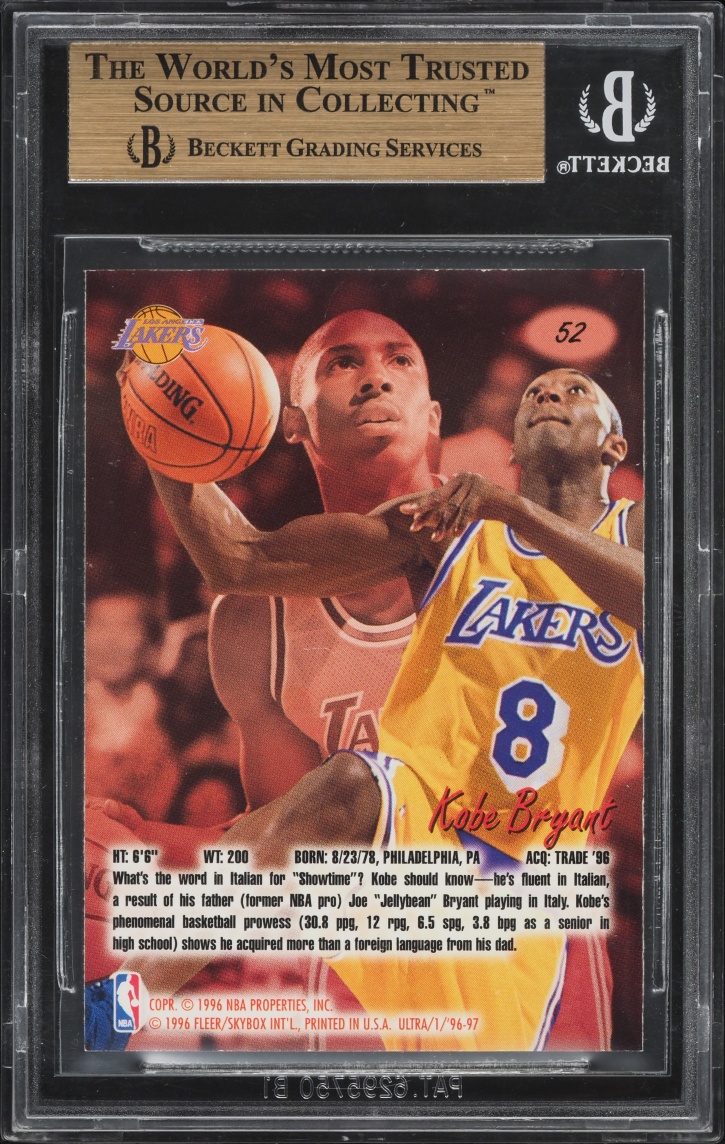 1996 Ultra Basketball Kobe Bryant ROOKIE #52 BGS 9.5 GEM MINT