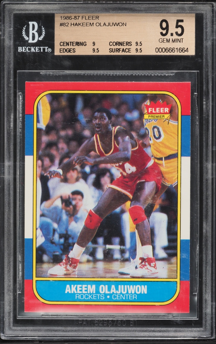 1986 Fleer Basketball Hakeem Olajuwon ROOKIE #82 BGS 9.5 GEM MINT