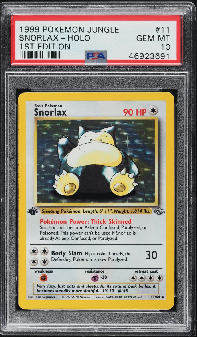 1999 Pokemon Jungle 1st Edition Holo Snorlax #11 PSA 10 GEM MINT