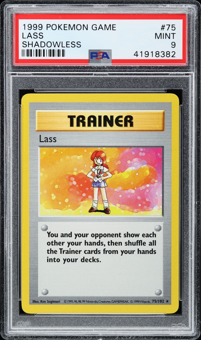 1999 Pokemon Base Set Shadowless Lass #75 PSA 9 MINT