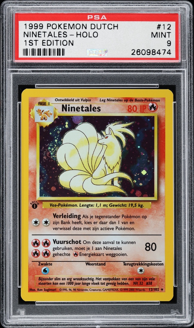 1999 Pokemon Dutch Base Set 1st Edition Holo Ninetales #12 PSA 9 MINT