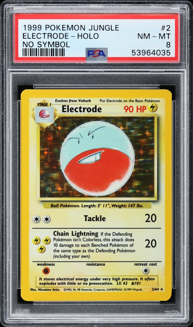 1999 Pokemon Jungle No Set Symbol Holo Electrode #2 PSA 8 NM-MT