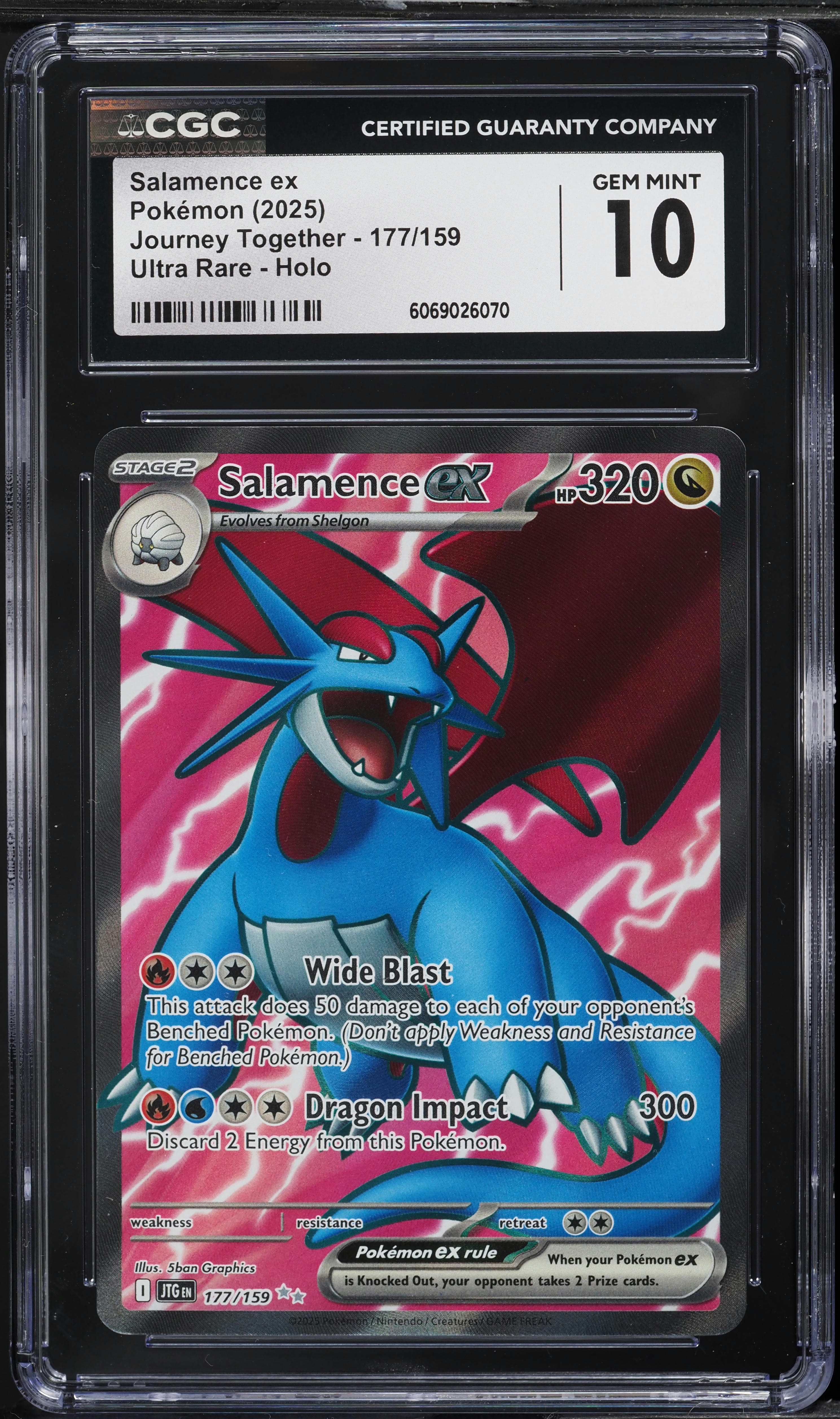 2025 Pokemon SV Journey Together Full Art Salamence ex #177 CGC 10 GEM MINT