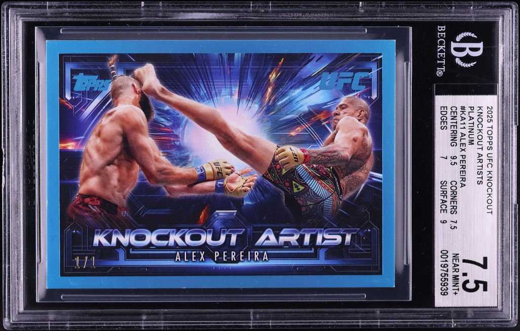 2025 Topps UFC Knockout Artists Platinum Alex Pereira 1/1 #KA11 BGS 7.5 NRMT+