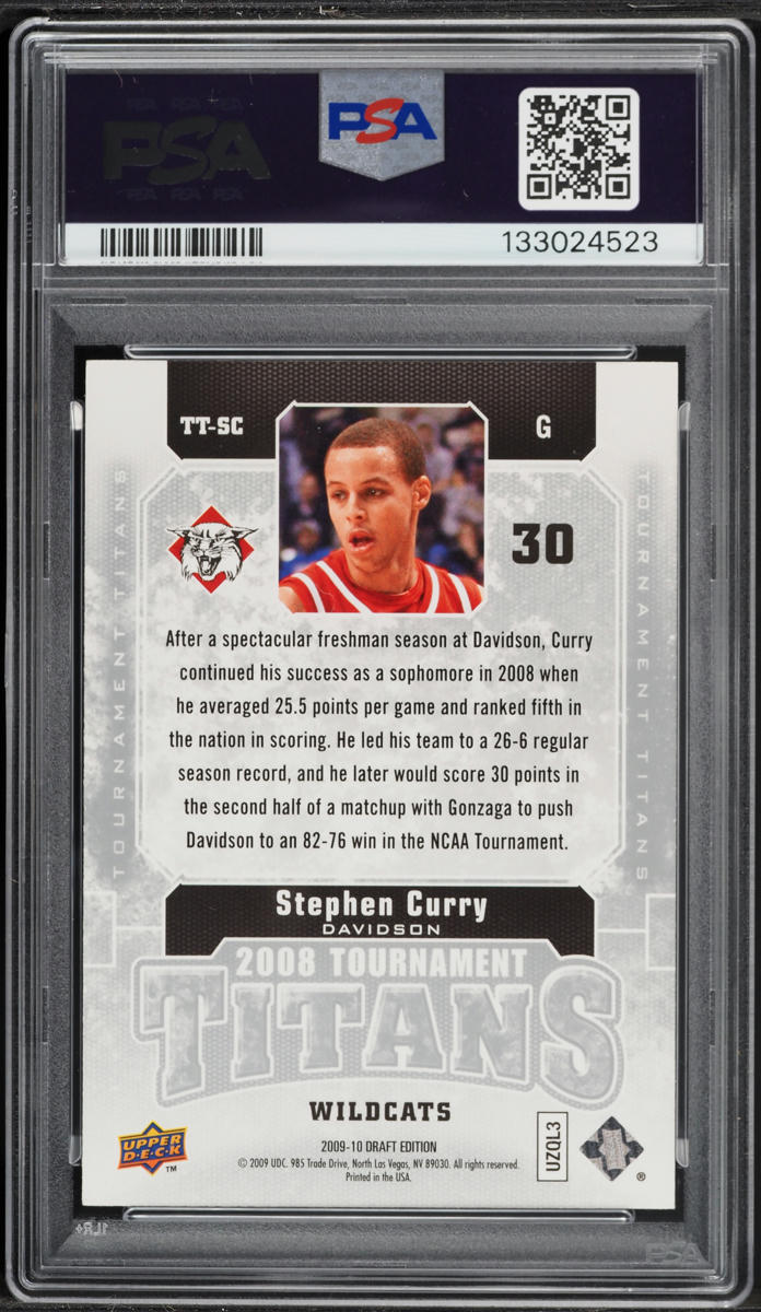 2009 Upper Deck Tournament Titans Stephen Curry ROOKIE #TT-SC PSA 8 NM-MT