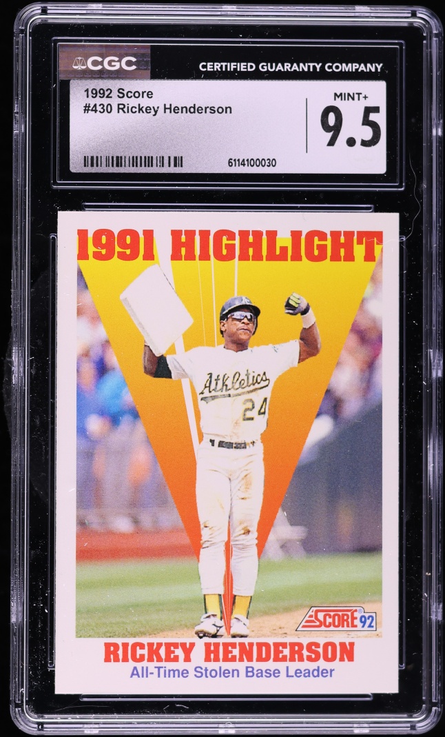 1992 Score Rickey Henderson #430 CGC 9.5 MINT+