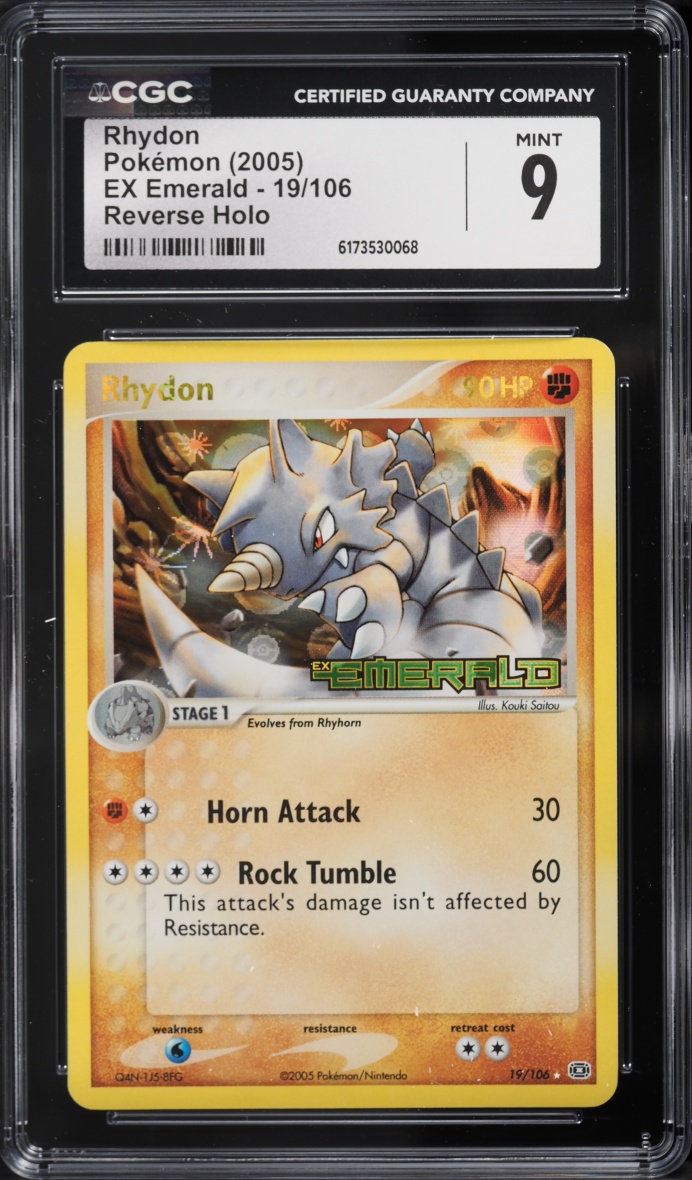 2005 Pokemon EX Emerald Reverse Holo Rhydon #19 CGC 9 MINT