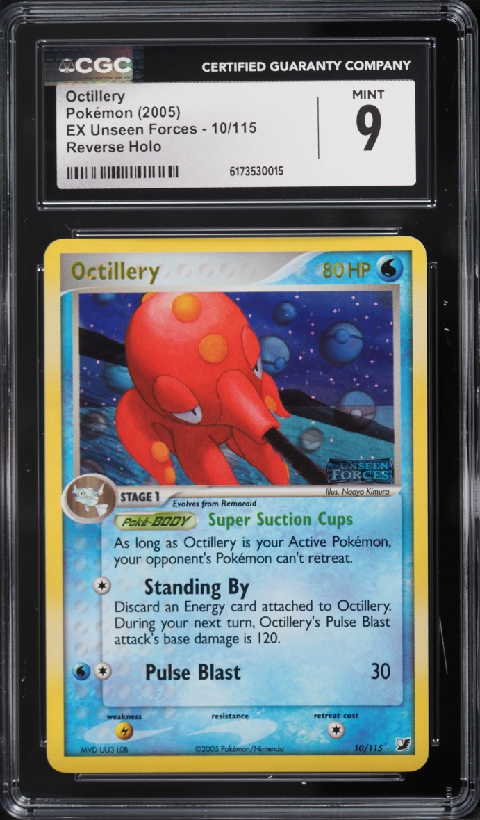 2005 Pokemon EX Unseen Forces Reverse Holo Octillery #10 CGC 9 MINT