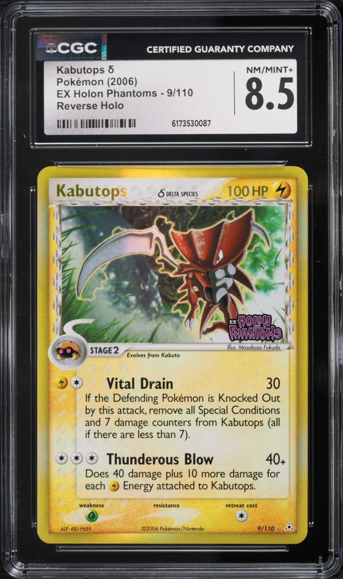 2006 Pokemon EX Holon Phantoms Reverse Holo Kabutops #9 CGC 8.5 NM-MT+