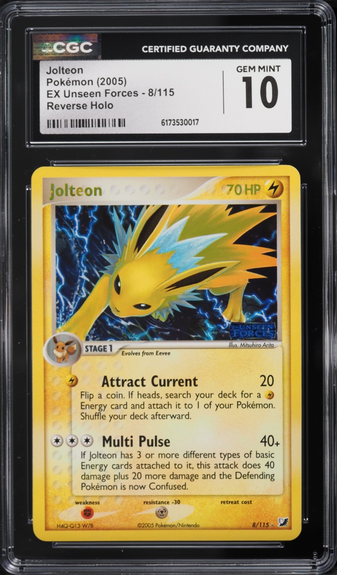 2005 Pokemon EX Unseen Forces Reverse Holo Jolteon #8 CGC 10 GEM MINT