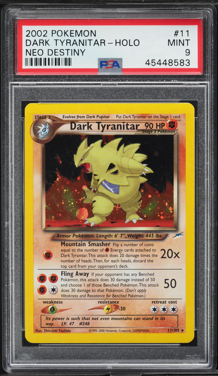 2002 Pokemon Neo Destiny Holo Dark Tyranitar #11 PSA 9 MINT