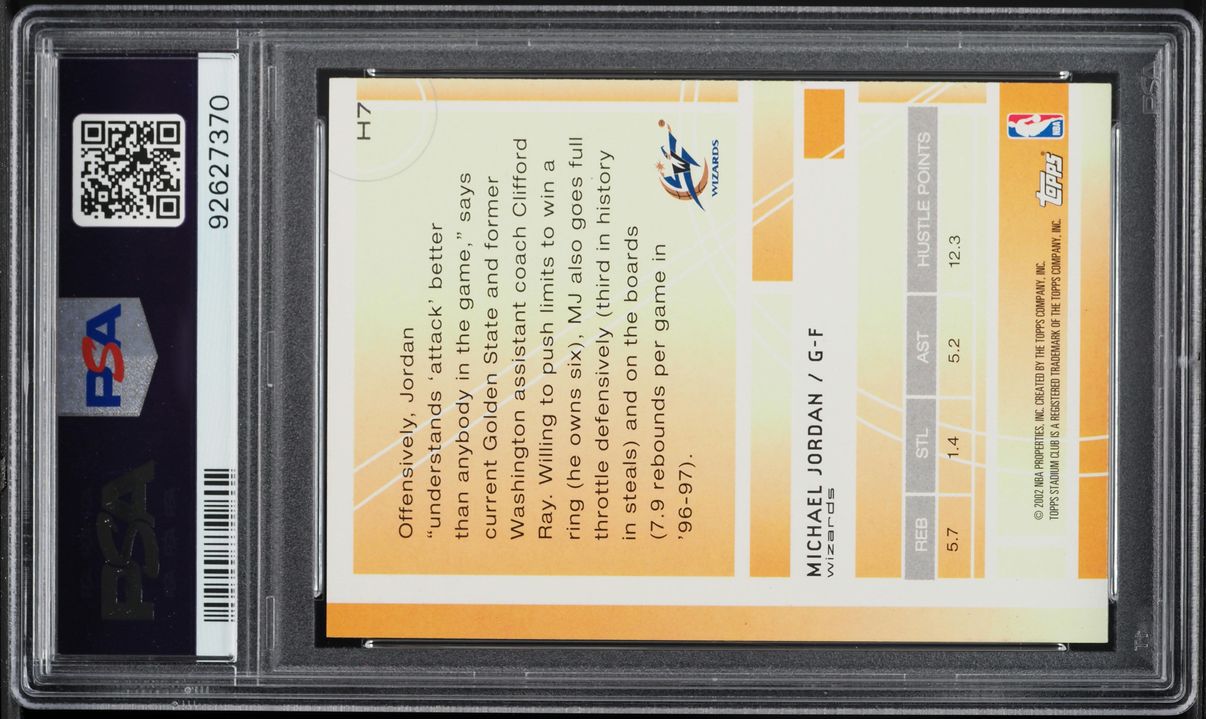 2002 Stadium Club The Hustlers Michael Jordan #H7 PSA 8 NM-MT