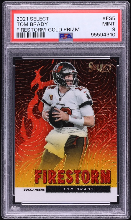 2021 Select Firestorm Gold Prizm Tom Brady 1/10 #FS5 PSA 9 MINT - Photo 1