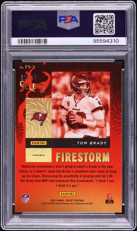 2021 Select Firestorm Gold Prizm Tom Brady 1/10 #FS5 PSA 9 MINT - Photo 2