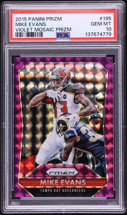 2015 Panini Prizm Violet Mosaic Mike Evans /50 #195 PSA 10 GEM MINT - Photo 1