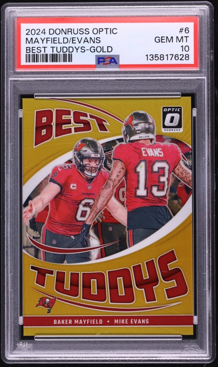 2024 Donruss Optic Best Tuddys Gold Baker Mayfield Mike Evans /10 #6 PSA 10 GEM MINT - Photo 1