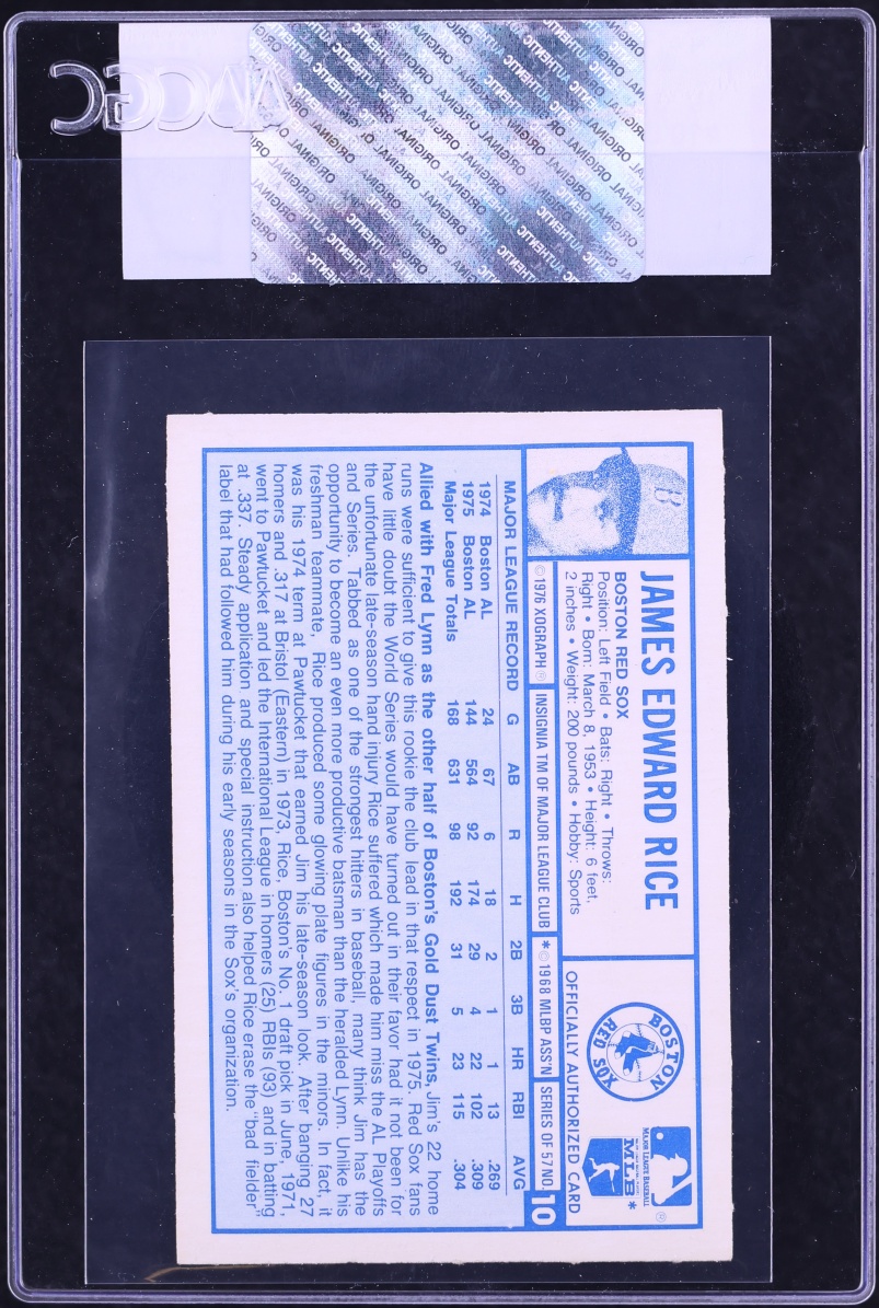 1976 Kellogg's Jim Rice #10 CGC AUTH