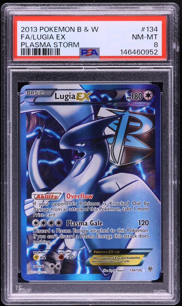 2012 Pokemon Black & White Plasma Storm Full Art Lugia EX #134 PSA 8 NM-MT