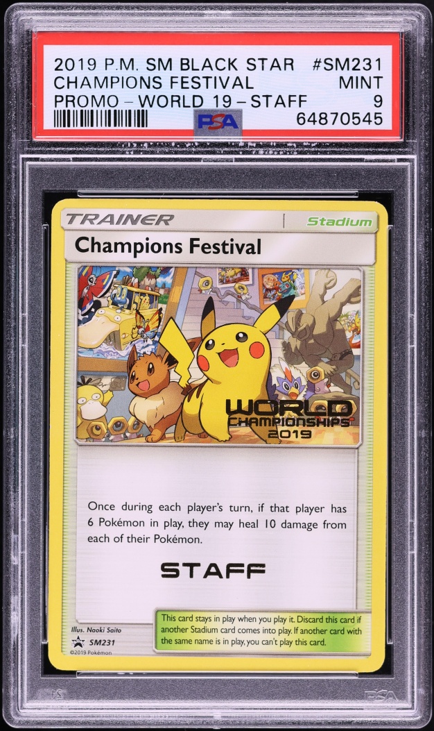2019 Pokemon Sun & Moon Promo World Championships Staff Champions Festival #SM231 PSA 9 MINT