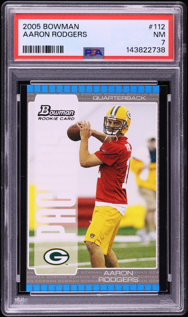 2005 Bowman Football Aaron Rodgers ROOKIE #112 PSA 7 NRMT