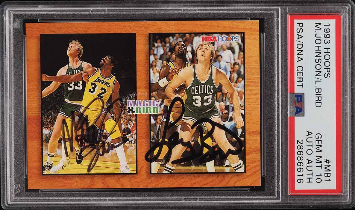 1993 Hoops Magic Johnson Larry Bird AUTO #MB1 PSA 10 GEM MINT on