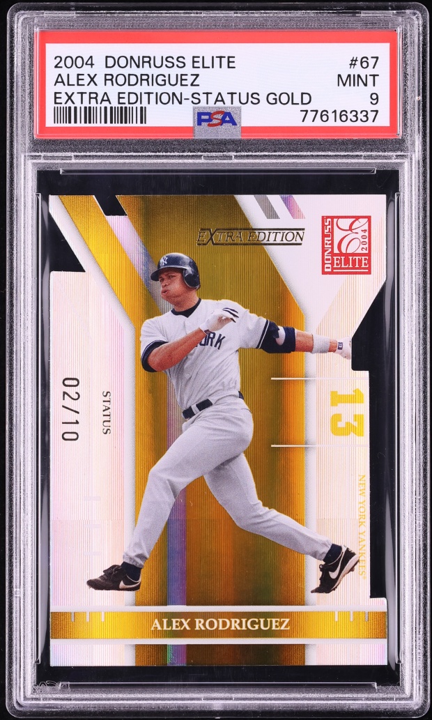 2004 Donruss Elite Extra Edition Status Gold Alex Rodriguez /10 #67 PSA 9 MINT