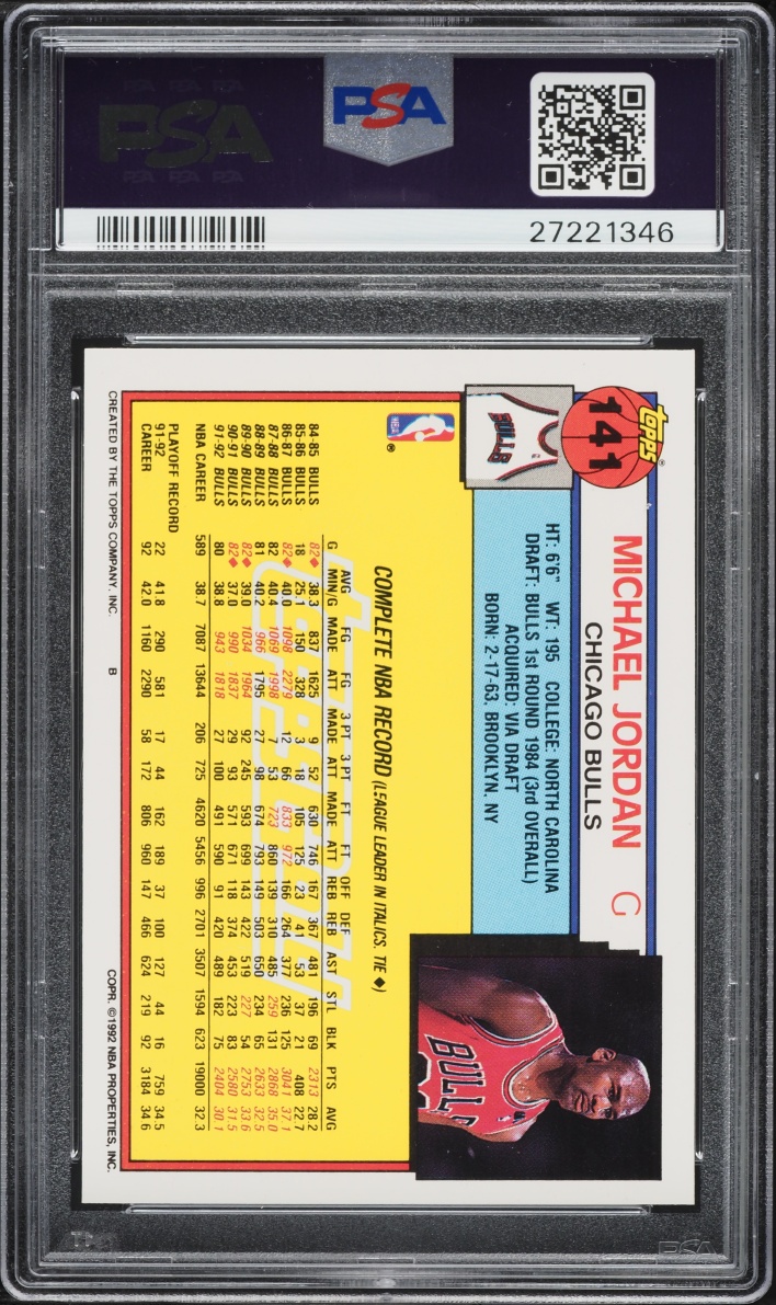1992 Topps Gold Michael Jordan #141 PSA 10 GEM MINT