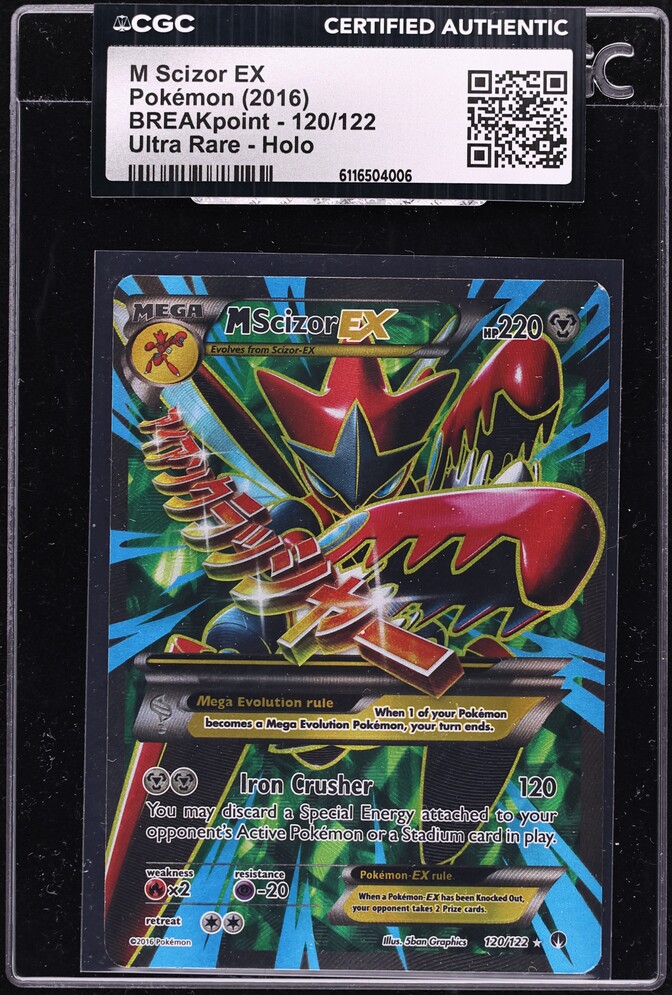 2016 Pokemon XY BREAKpoint Full Art M Scizor EX #120 CGC AUTH
