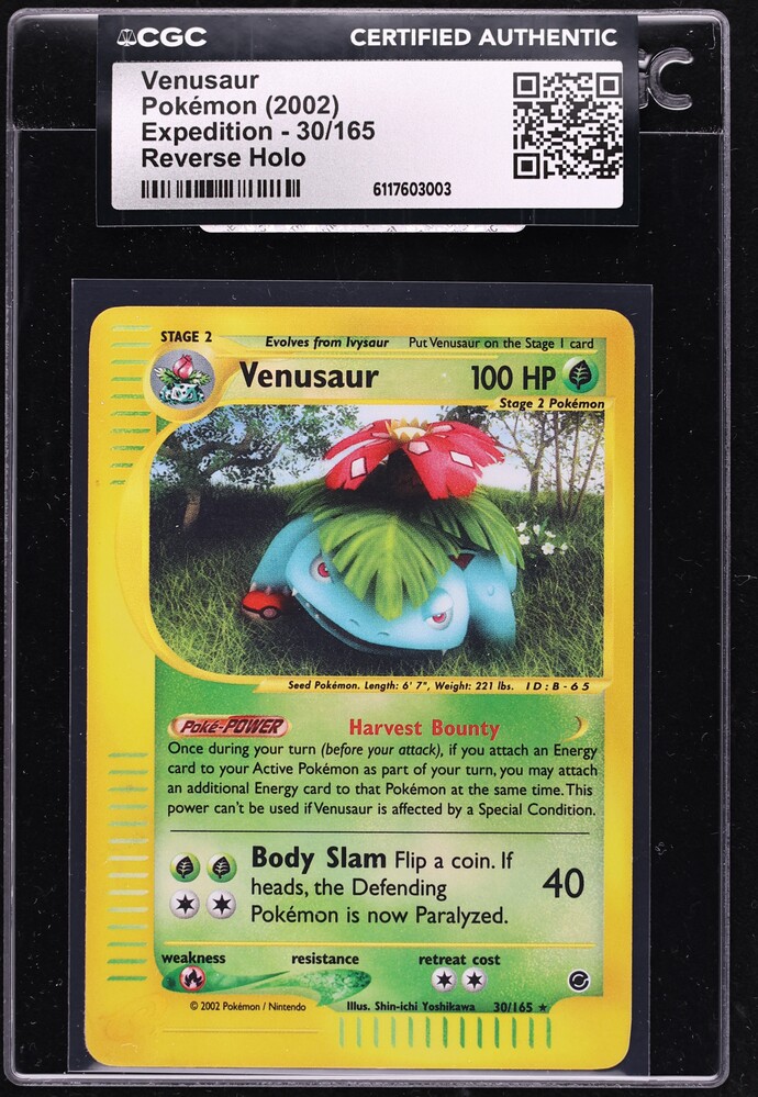 2002 Pokemon Expedition Reverse Holo Venusaur #30 CGC AUTH