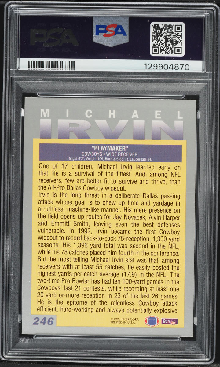 1993 Fleer Football Michael Irvin #246 PSA 8 NM-MT