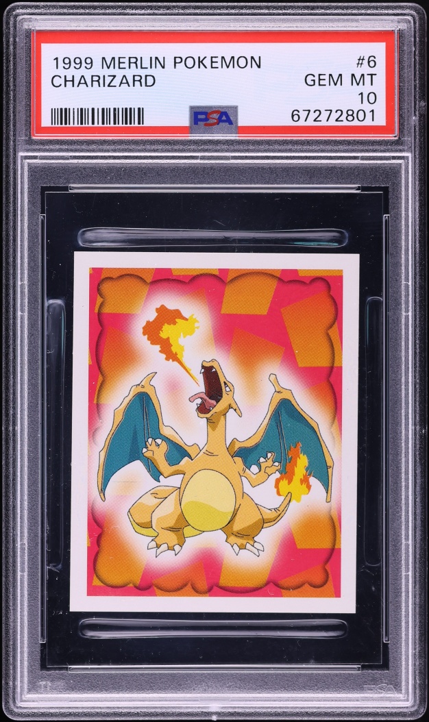 1999 Pokemon Merlin Stickers Charizard #6 PSA 10 GEM MINT