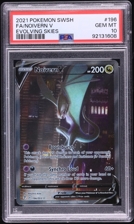 2021 Pokemon Sword & Shield Evolving Skies Alt Art Noivern V #196 PSA 10 GEM