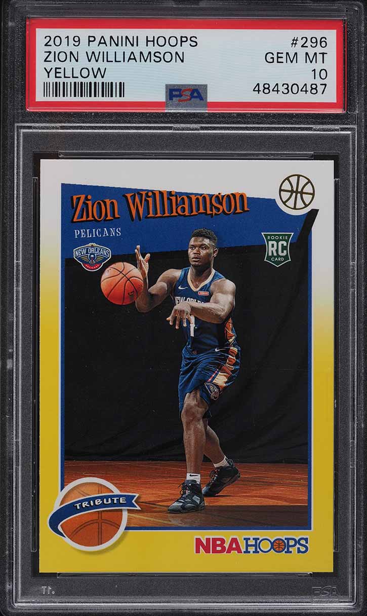 2019 Hoops Yellow Zion Williamson ROOKIE #296 PSA 10 GEM MINT