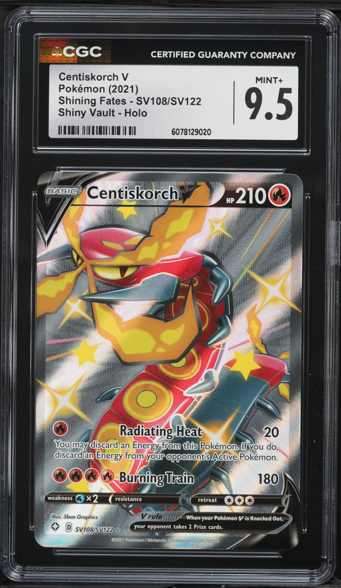 2021 Pokemon Sword & Shield Shining Fates Shiny Vault Holo Centiskorch V #SV108 CGC 9.5 MINT+