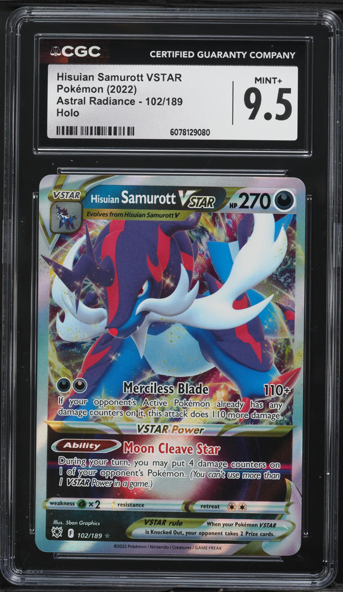 2022 Pokemon SWSH Astral Radiance Holo Hisuian Samurott VSTAR #102 CGC 9.5 MINT+