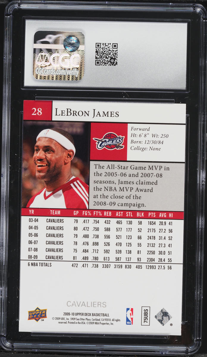 2009 Upper Deck Basketball LeBron James #28 CGC 8 NM-MT