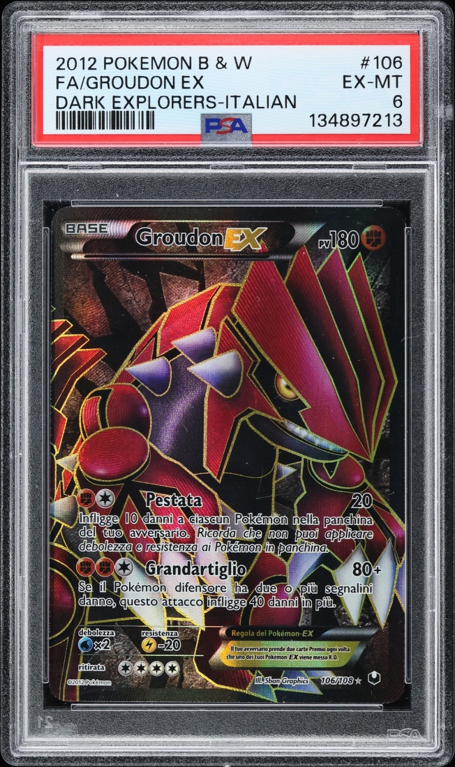 2012 Pokemon Italian Black & White Dark Explorers Full Art Groudon EX #106 PSA 6 EXMT