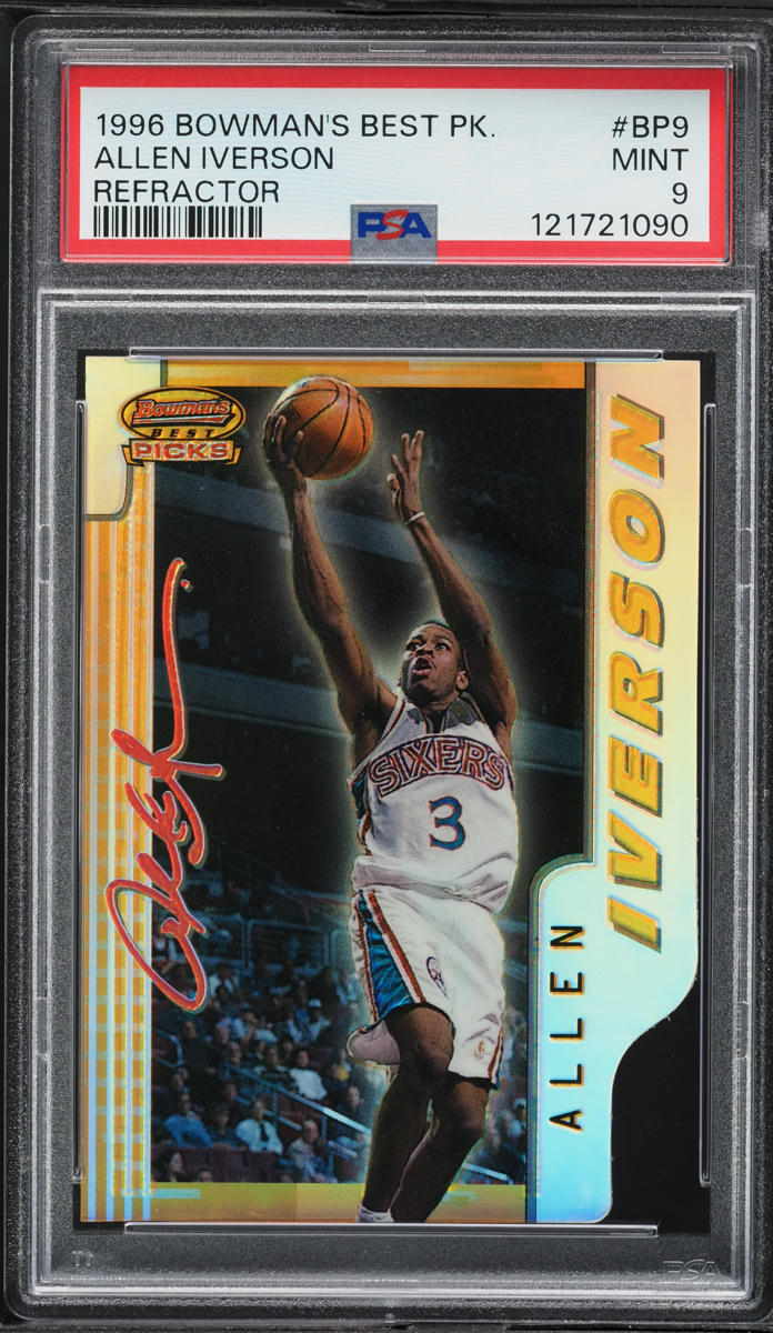 1996 Bowman's Best Picks Refractor Allen Iverson ROOKIE #BP9 PSA 9 MINT