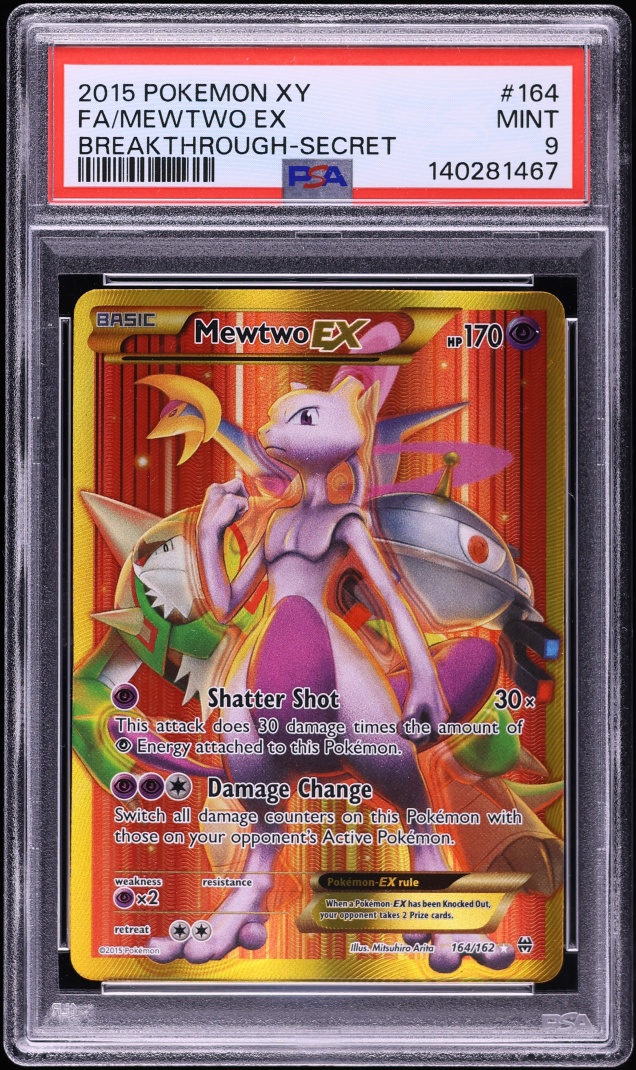 2015 Pokemon XY BREAKthrough Full Art Mewtwo EX #164 PSA 9 MINT