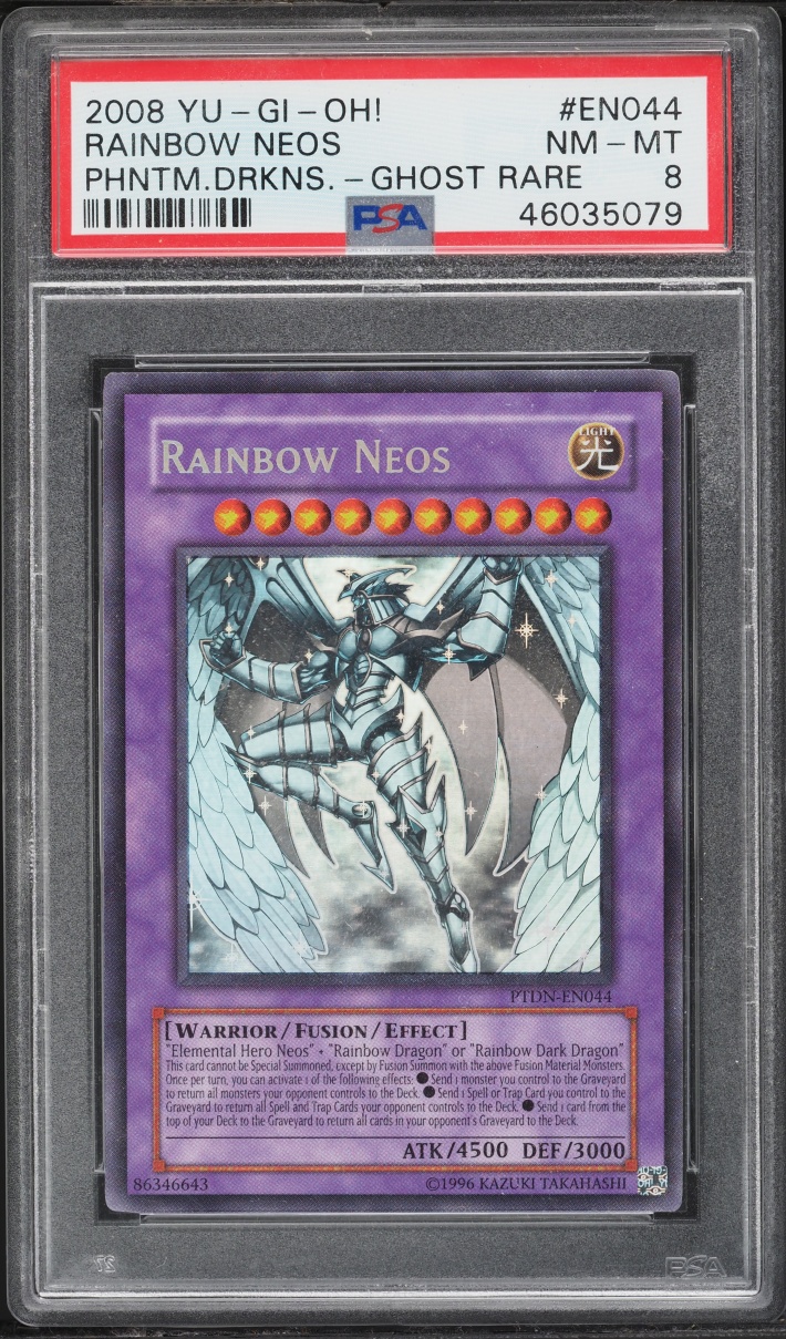 2008 Yu-Gi-Oh! Phantom Darkness Ghost Rare Rainbow Neos #PTDN-EN044 PSA 8 NM-MT