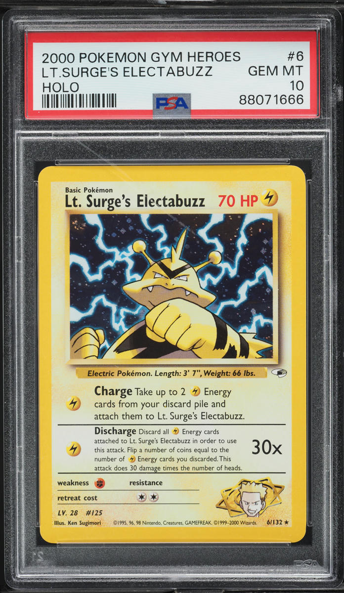 2000 Pokemon Gym Heroes Holo Lt. Surge's Electabuzz #6 PSA 10 GEM MINT