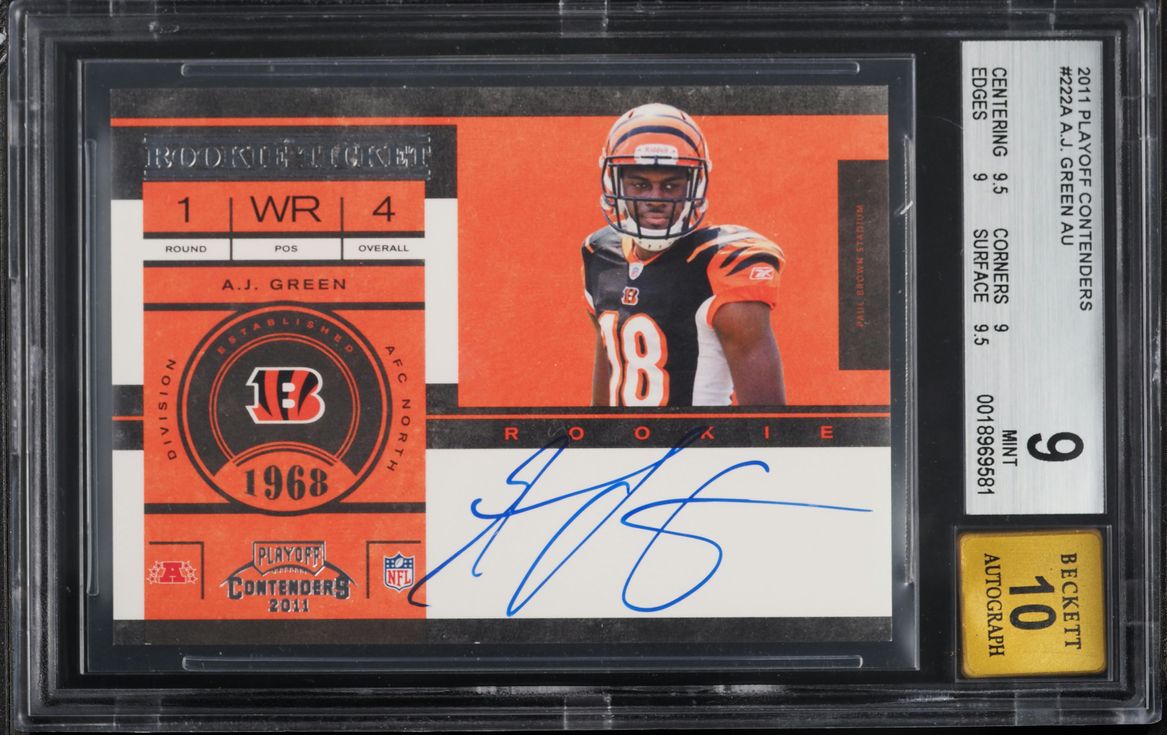 2011 Playoff Contenders Ticket A.J. Green ROOKIE AUTO #222 BGS 9 MINT