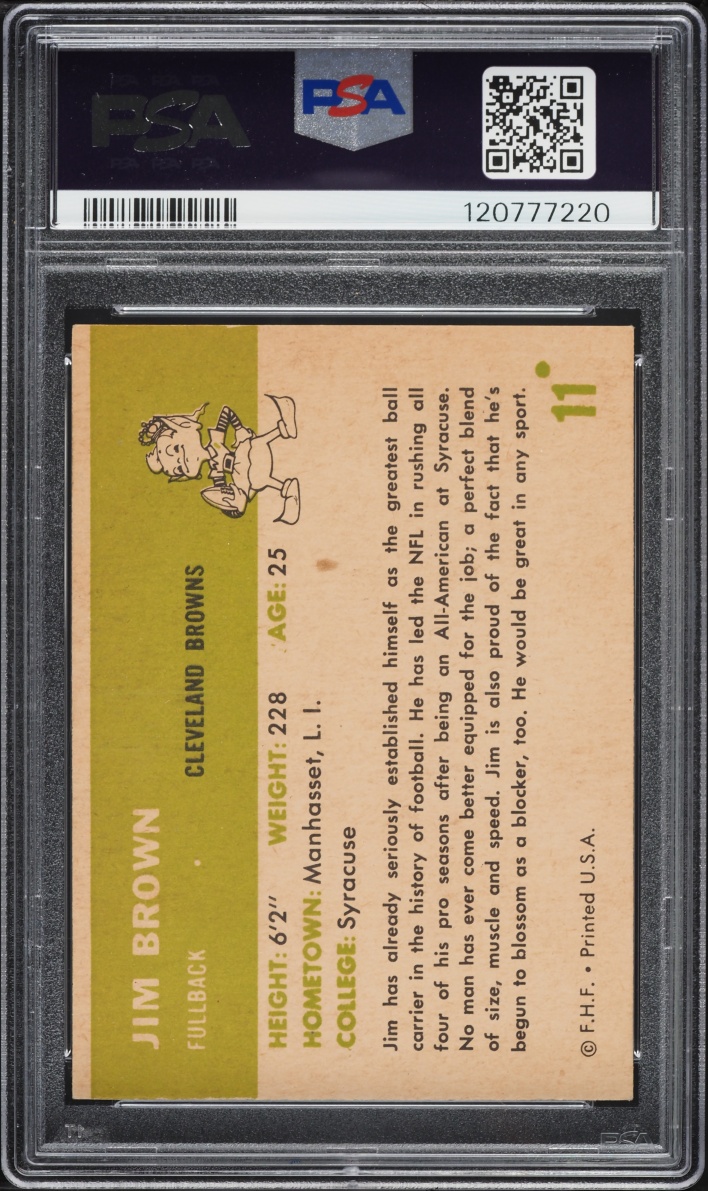 1961 Fleer Football Jim Brown #11 PSA 8 (MC) NM-MT