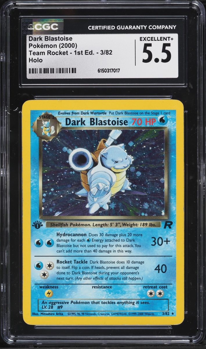 2000 Pokemon Team Rocket 1st Edition Holo Dark Blastoise #3 CGC 5.5 EX+