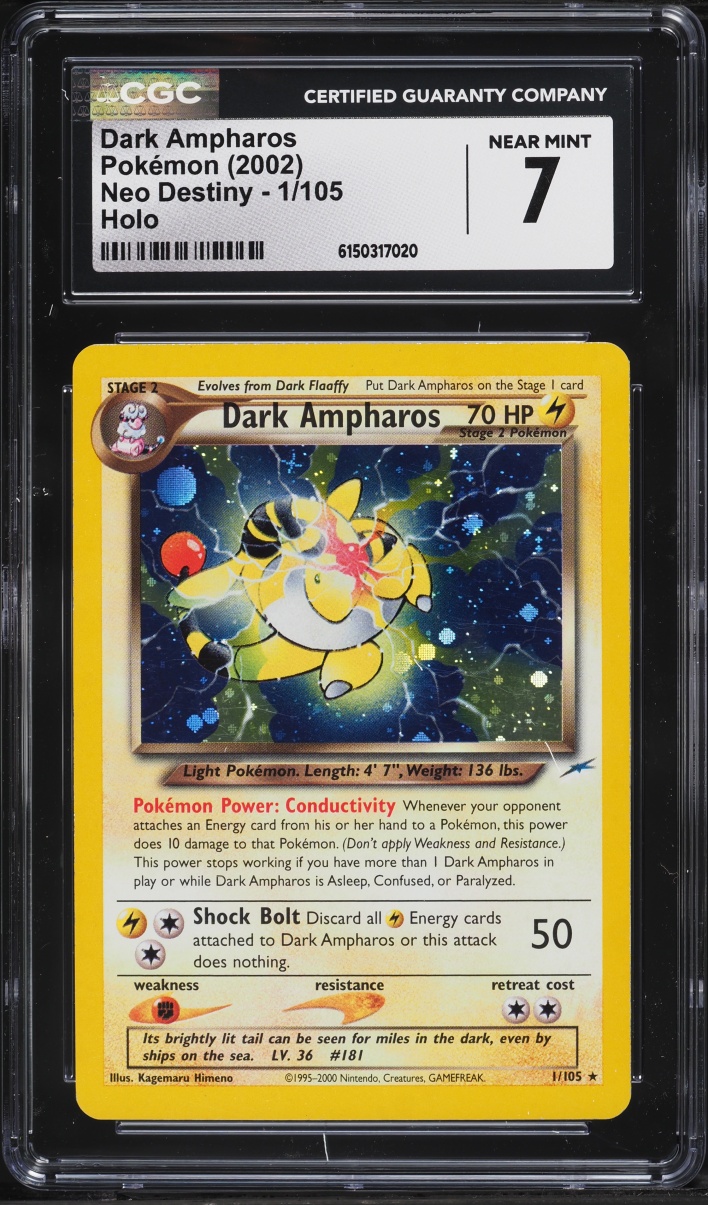 2002 Pokemon Neo Destiny Holo Dark Ampharos #1 CGC 7 NRMT