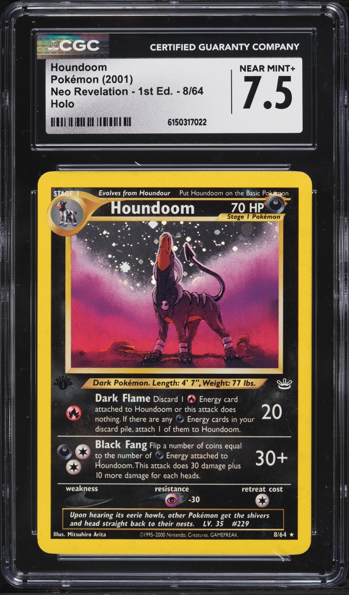 2001 Pokemon Neo Revelation 1st Edition Holo Houndoom #8 CGC 7.5 NRMT+